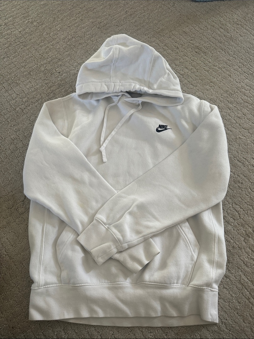 Nike White Pullover Hoodie with Black Swoosh